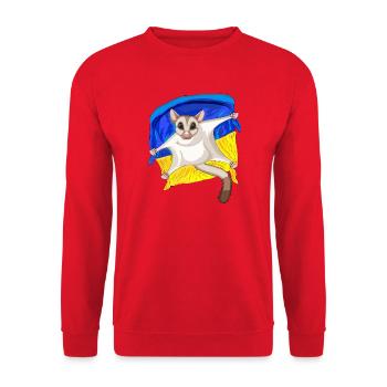 Niedlicher Sugar Glider mit Ukraine Flagge - Unisex Pullover - Rot - Vorne - Alina (178cm) & Michal (187cm)