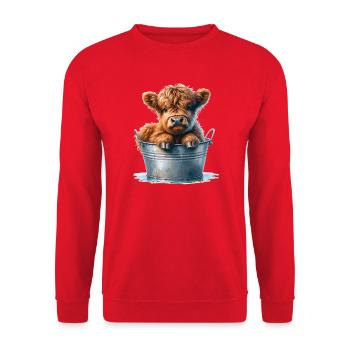 Highland Calf Cuteness - Baby Highland Cattle - Unisex Sweatshirt - red - Front - Alina (178cm) & Michal (187cm)