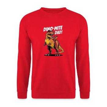 Dino-Mite Dad - T-Rex Power - Sweat-shirt Unisexe - rouge - Devant - Alina (178cm) & Michal (187cm)