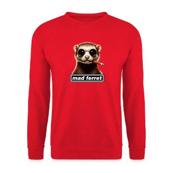 Cool Ferret with Sunglasses and Cigar - Unisex Sweatshirt - red - Front - Alina (178cm) & Michal (187cm)