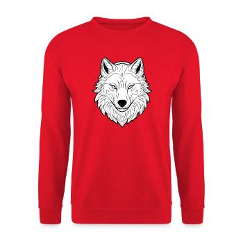 Huge Wolf Head Illustration - Unisex Sweatshirt - red - Front - Alina (178cm) & Michal (187cm)