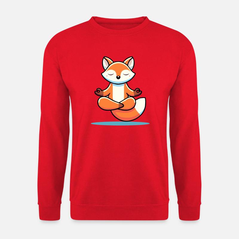 Meditating Fox – Relaxing Illustration - Unisex Sweatshirt - red