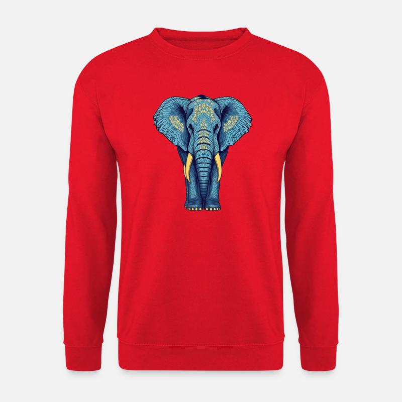 Eleganter Elefantenkopf mit Ornamentmuster - Unisex Pullover - Rot