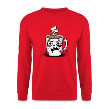 Zombie-Kaffeetasse - Unisex Pullover - Rot - Vorne - Alina (178cm) & Michal (187cm)