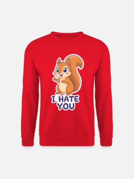 Kawaii Squirrel – I Hate You Cartoon - Unisex Sweatshirt - red