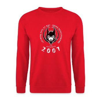 18. Geburtstag Using Superpowers Since 10/2007 - Unisex Pullover - Rot - Vorne - Alina (178cm) & Michal (187cm)