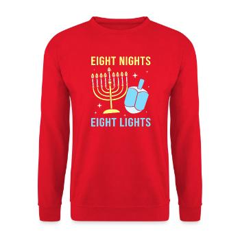 Hanukkah Chanukkah Hanukah - Unisex Sweatshirt - red - Front - Alina (178cm) & Michal (187cm)
