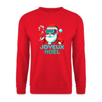 Santa Pixel VR Joyeux Noël - Sweat-shirt Unisexe - rouge - Devant - Alina (178cm) & Michal (187cm)