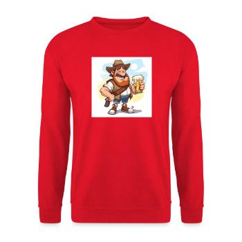 Fröhlicher Bierfreund mit Hut - Unisex Pullover - Rot - Vorne - Alina (178cm) & Michal (187cm)