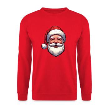 Fröhlicher Weihnachtsmann Gesicht - Unisex Pullover - Rot - Vorne - Alina (178cm) & Michal (187cm)