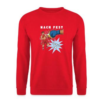 Nach Fest kommt ab (Handwerkerspruch) - Unisex Pullover - Rot - Vorne - Alina (178cm) & Michal (187cm)