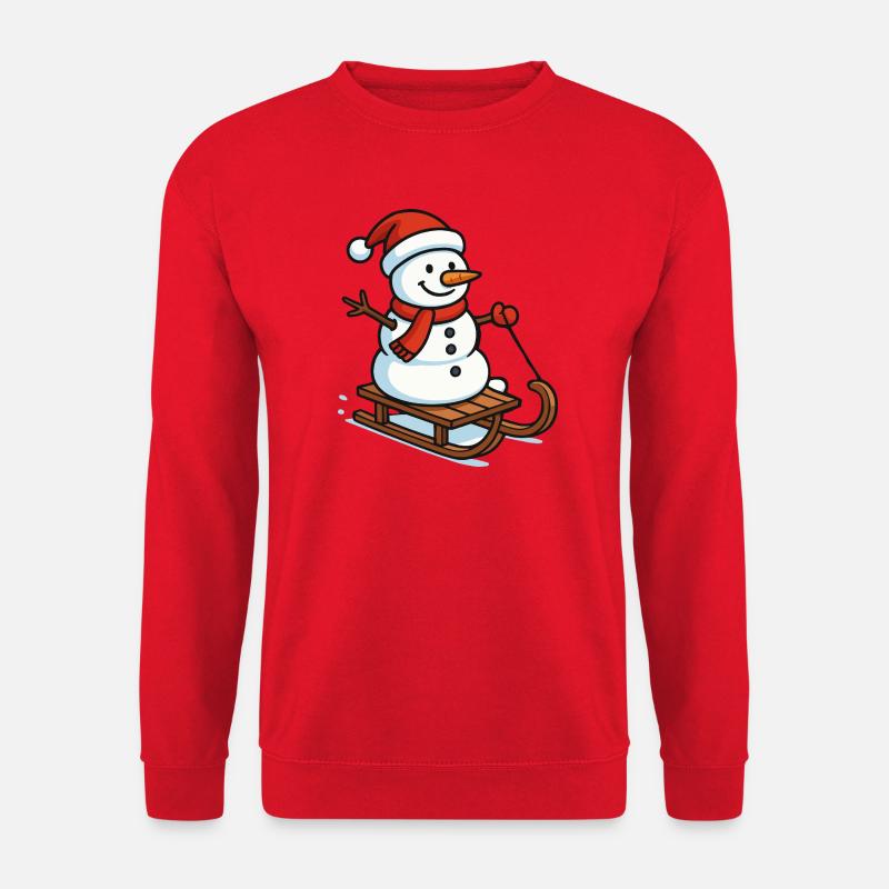 Schneemann auf Schlitten Weihnachtszauber - Unisex Pullover - Rot