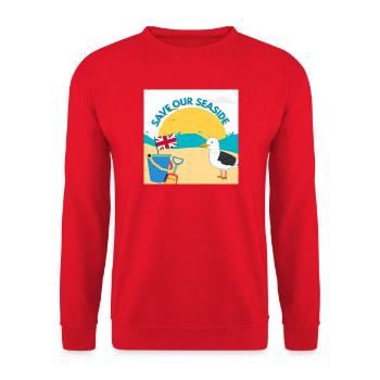 Save Our Seaside Illustration - Unisex Sweatshirt - red - Front - Alina (178cm) & Michal (187cm)