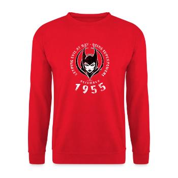70. Geburtstag Using Superpowers Since 12/1955 - Unisex Pullover - Rot - Vorne - Alina (178cm) & Michal (187cm)