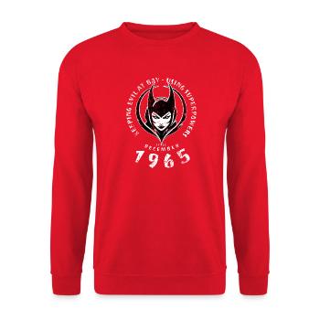 60. Geburtstag Using Superpowers Since 12/1965 - Unisex Pullover - Rot - Vorne - Alina (178cm) & Michal (187cm)
