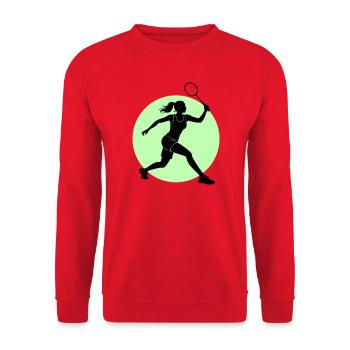 Coup droit d’un joueur de badminton - Sweat-shirt Unisexe - rouge - Devant - Alina (178cm) & Michal (187cm)