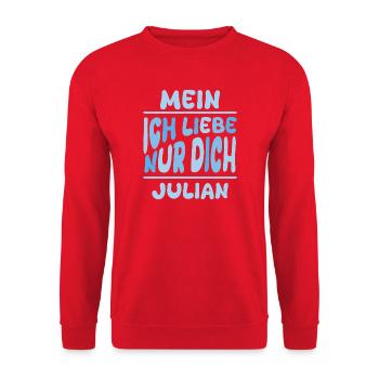 Mann Julian - Unisex Pullover - Rot - Vorne - Alina (178cm) & Michal (187cm)