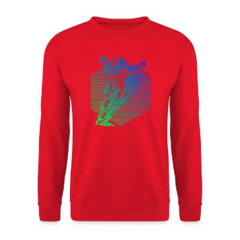 Handball Illustration für Handball fuer Frauen - Unisex Pullover - Rot - Vorne - Alina (178cm) & Michal (187cm)