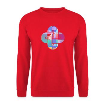 Croix de Nuage en Mosaïque - Sweat-shirt Unisexe - rouge - Devant - Alina (178cm) & Michal (187cm)