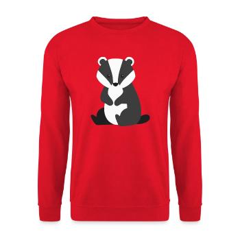 Style minimaliste de blaireau assis mignon - Sweat-shirt Unisexe - rouge - Devant - Alina (178cm) & Michal (187cm)