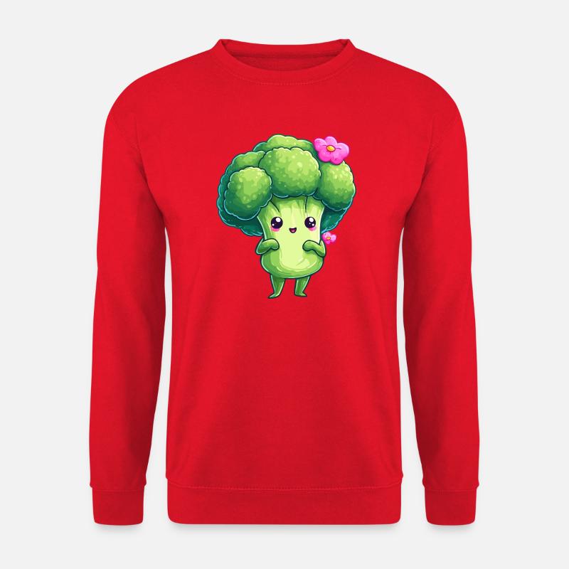 Kawaii Brokkoli mit Blüten - Unisex Pullover - Rot