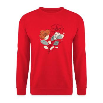 Abstraktes Blumen Muster Illustration - Unisex Pullover - Rot - Vorne - Alina (178cm) & Michal (187cm)