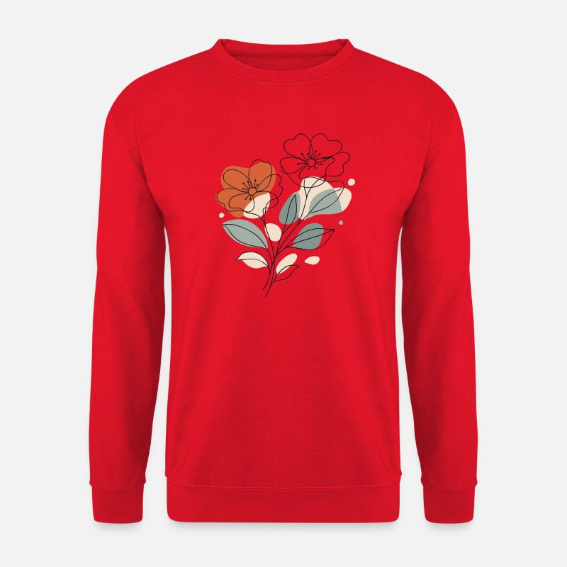 Abstract Floral Pattern Illustration - Unisex Sweatshirt - red