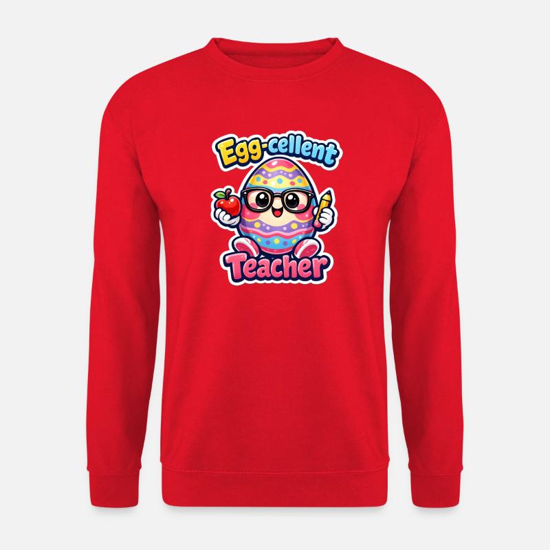 Eggcellent Lehrer Cartoon Osterei  - Unisex Pullover - Rot