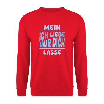 Mein Liebe Nur Dich Name Lasse - Unisex Pullover - Rot - Vorne - Alina (178cm) & Michal (187cm)