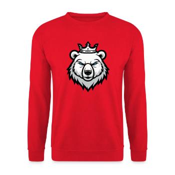 Polar Bear Portrait Animal Polar Bear Head Crown - Unisex Sweatshirt - red - Front - Alina (178cm) & Michal (187cm)