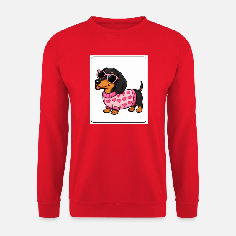 Cœurs de teckel lunettes roses - Sweat-shirt Unisexe - rouge