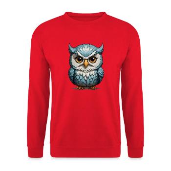 Blue-eyed owl illustration - Unisex Sweatshirt - red - Front - Alina (178cm) & Michal (187cm)