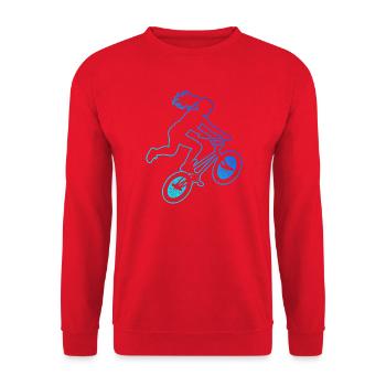 BMX-Racing Geschenkidee für die Freestyle-Fahrerin - Unisex Pullover - Rot - Vorne - Alina (178cm) & Michal (187cm)