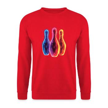Bowling Synthwave - Unisex Pullover - Rot - Vorne - Alina (178cm) & Michal (187cm)