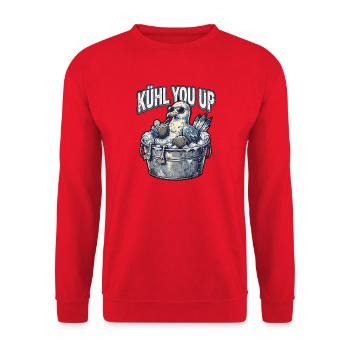 Möwe Bleibt Cool - Unisex Pullover - Rot - Vorne - Alina (178cm) & Michal (187cm)