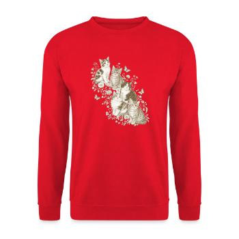Kätzchennatur - Unisex Pullover - Rot - Vorne - Alina (178cm) & Michal (187cm)