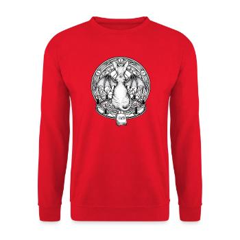Drachenkreis im Hexenkreis - Unisex Pullover - Rot - Vorne - Alina (178cm) & Michal (187cm)