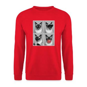 Katzen Siam Katze - Unisex Pullover - Rot - Vorne - Alina (178cm) & Michal (187cm)