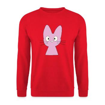 Pastellpink Katzenkopf Cartoon - Unisex Pullover - Rot - Vorne - Alina (178cm) & Michal (187cm)