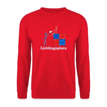 Lieblingsplatz Lernfreundschaft - Unisex Pullover - Rot - Vorne - Alina (178cm) & Michal (187cm)