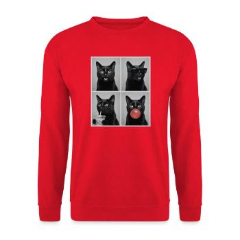Katzen schwarze Katze - Unisex Pullover - Rot - Vorne - Alina (178cm) & Michal (187cm)