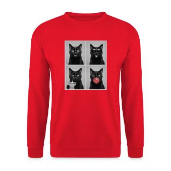 Katzen schwarze Katze - Unisex Pullover - Rot - Vorne - Alina (178cm) & Michal (187cm)