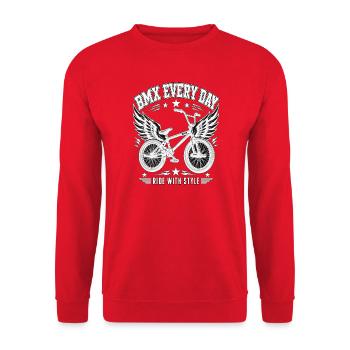 Freestyle BMX Bike, BMX Fahrrad - Unisex Pullover - Rot - Vorne - Alina (178cm) & Michal (187cm)