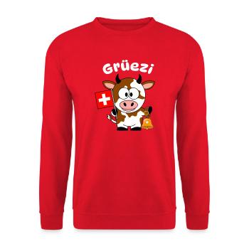 Grüezi Kuh 2 - Unisex Pullover - Rot - Vorne - Alina (178cm) & Michal (187cm)