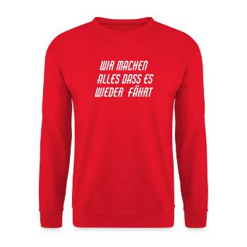 Werkstatt Slogan - Unisex Pullover - Rot - Vorne - Alina (178cm) & Michal (187cm)