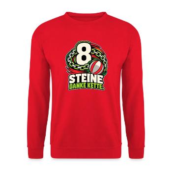 8 Steine – Danke Kette Jugger - Unisex Pullover - Rot - Vorne - Alina (178cm) & Michal (187cm)