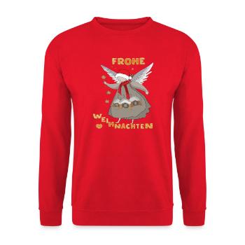Frohe Weihnachten - Unisex Pullover - Rot - Vorne - Alina (178cm) & Michal (187cm)