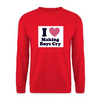 i Love making Boyscry - Unisex Pullover - Rot - Vorne - Alina (178cm) & Michal (187cm)