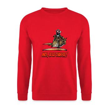 The Pheasant, Moi Je Le Chasse! - Unisex Sweatshirt - red - Front - Alina (178cm) & Michal (187cm)