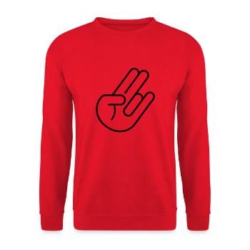 JDM Hand (Outline) - Unisex Pullover - Rot - Vorne - Alina (178cm) & Michal (187cm)